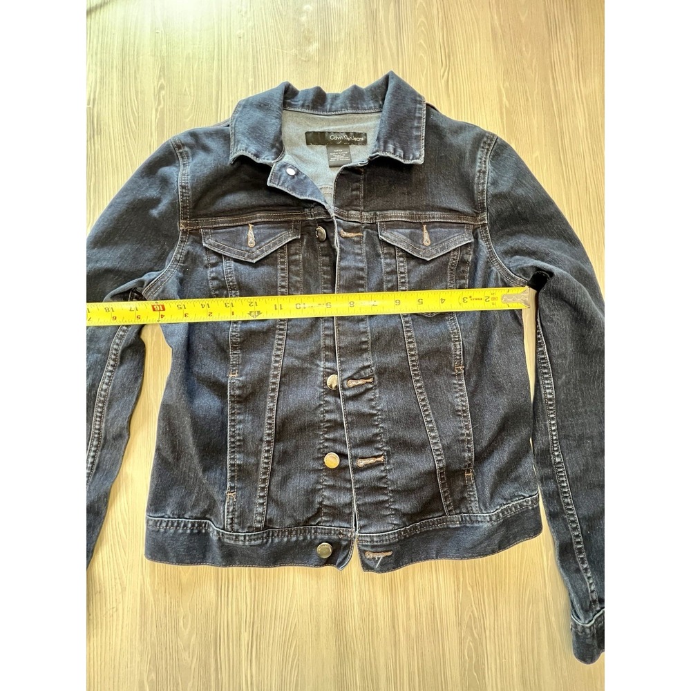 Calvin Klein Woman's Dark Stretchy Denim Jacket Size Small - Picture 7 of 9